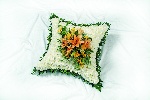 White Based Cushion With  A Orange Cluster